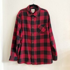 Field And‎ Stream Mens Shirt 2XL Red Buffalo Plaid Flannel Button Up Work